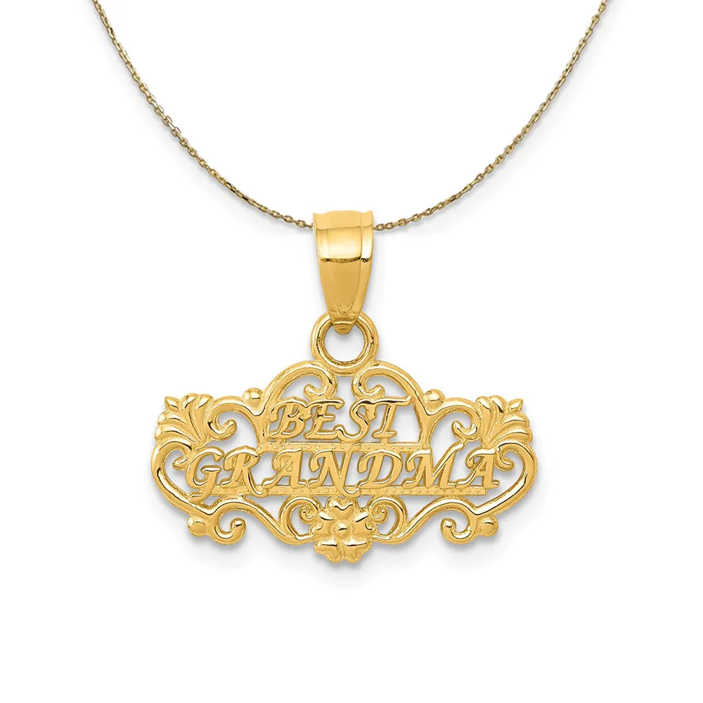 14k Yellow Gold Best Grandma Necklace