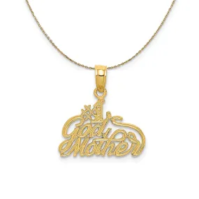 14k Yellow Gold Cursive #1 Godmother Necklace