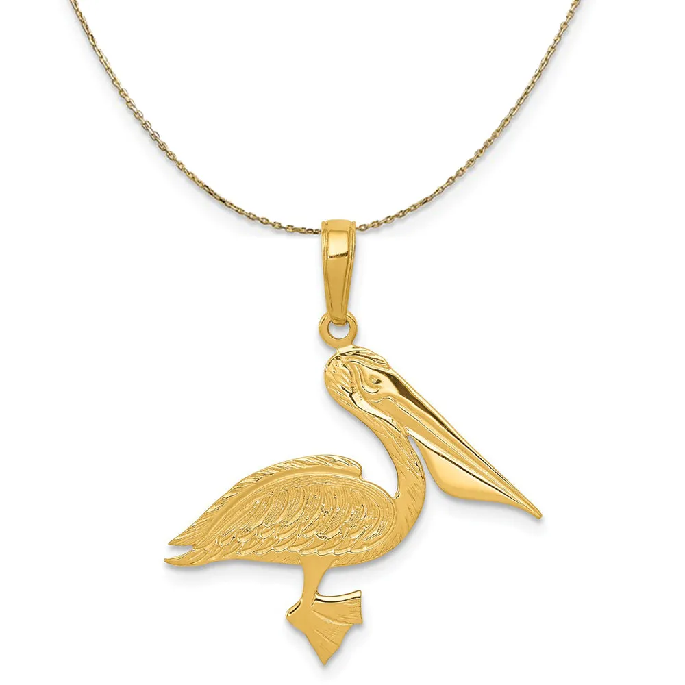 14k Yellow Gold Polished Flat Pelican Necklace