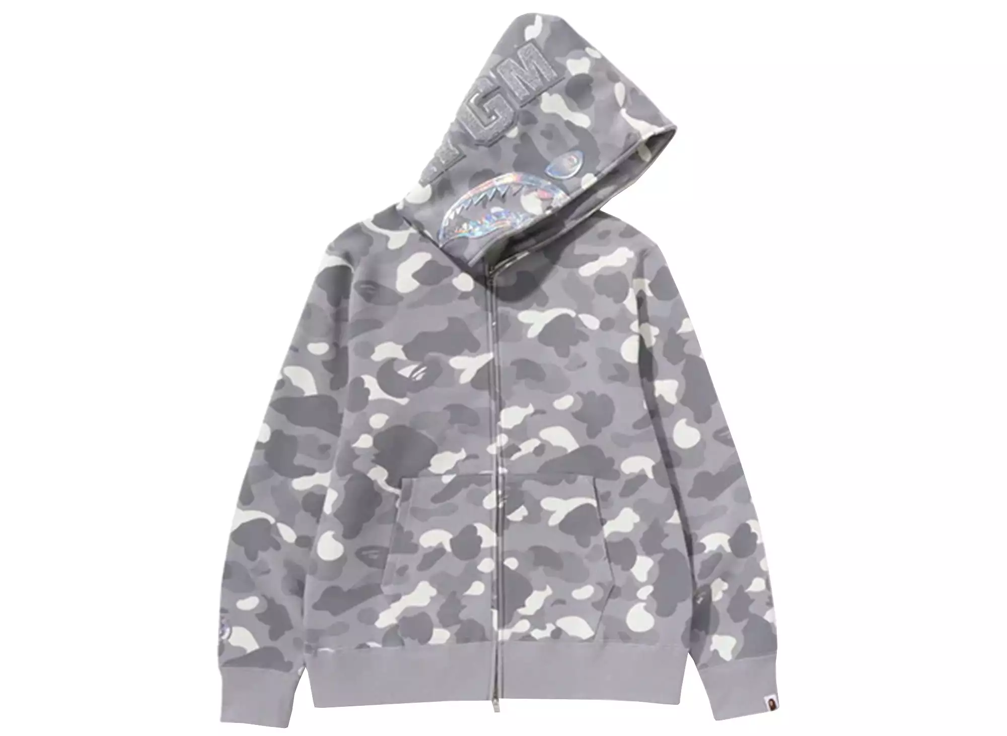 A Bathing Ape City Camo Shark Full Zip Hoodie in Gray xld