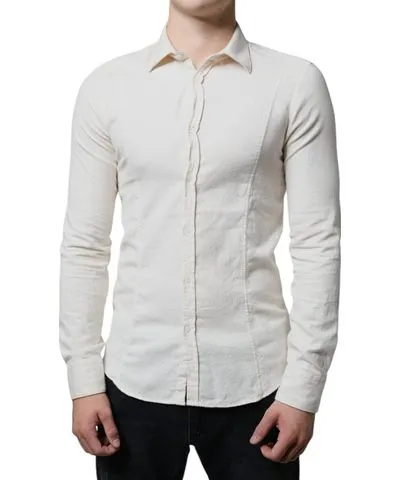 AGLINI ivory Cotton Colla Men Formal Dress Men's Shirt