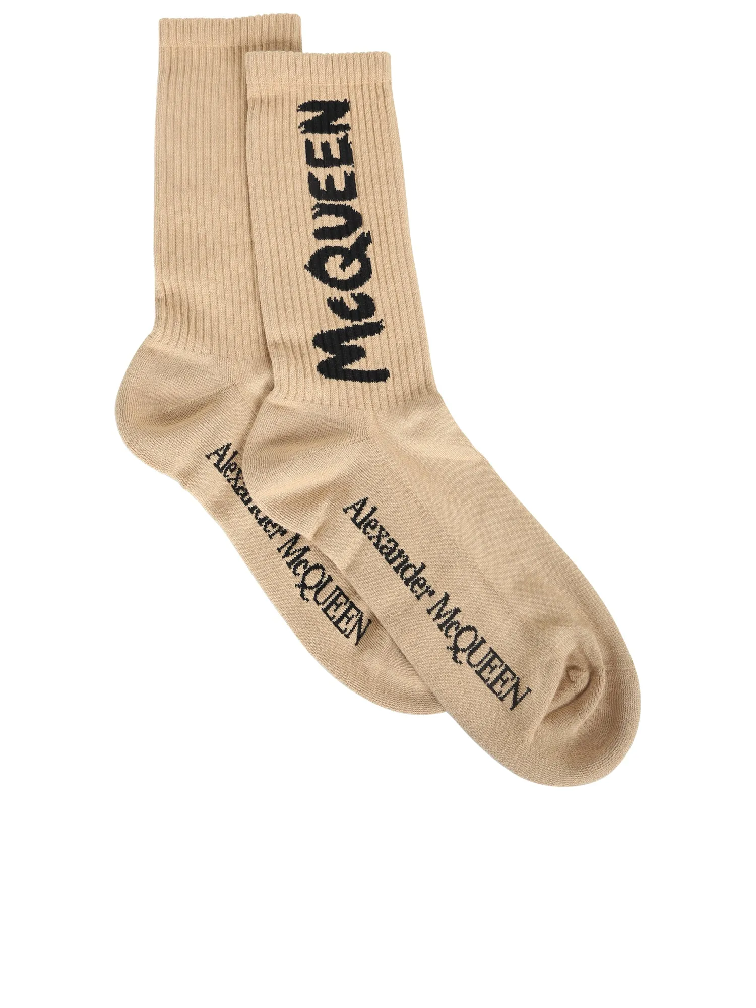 Alexander McQueen Graffiti Logo Intarsia-Knit Socks