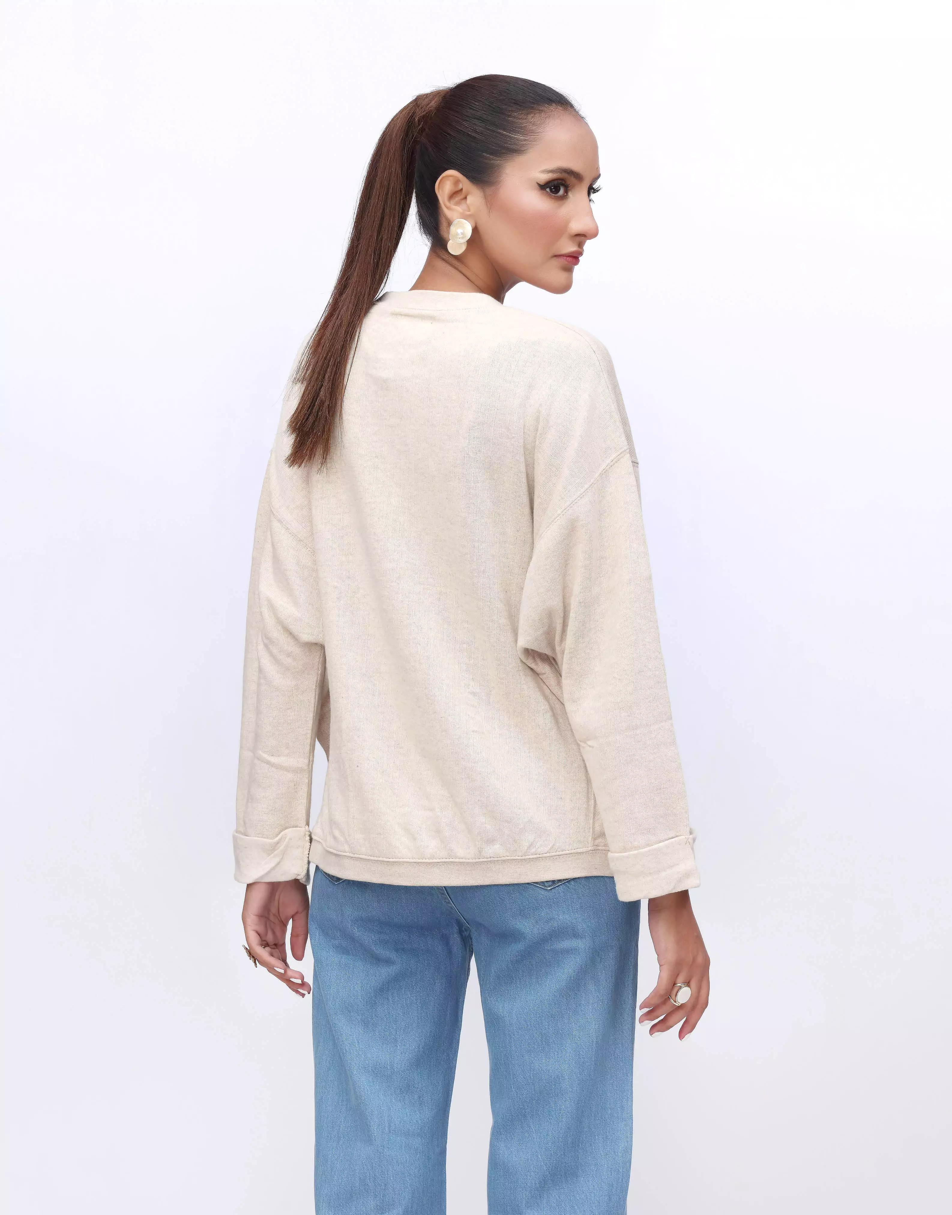 Baggy Wool Top-Light Biege