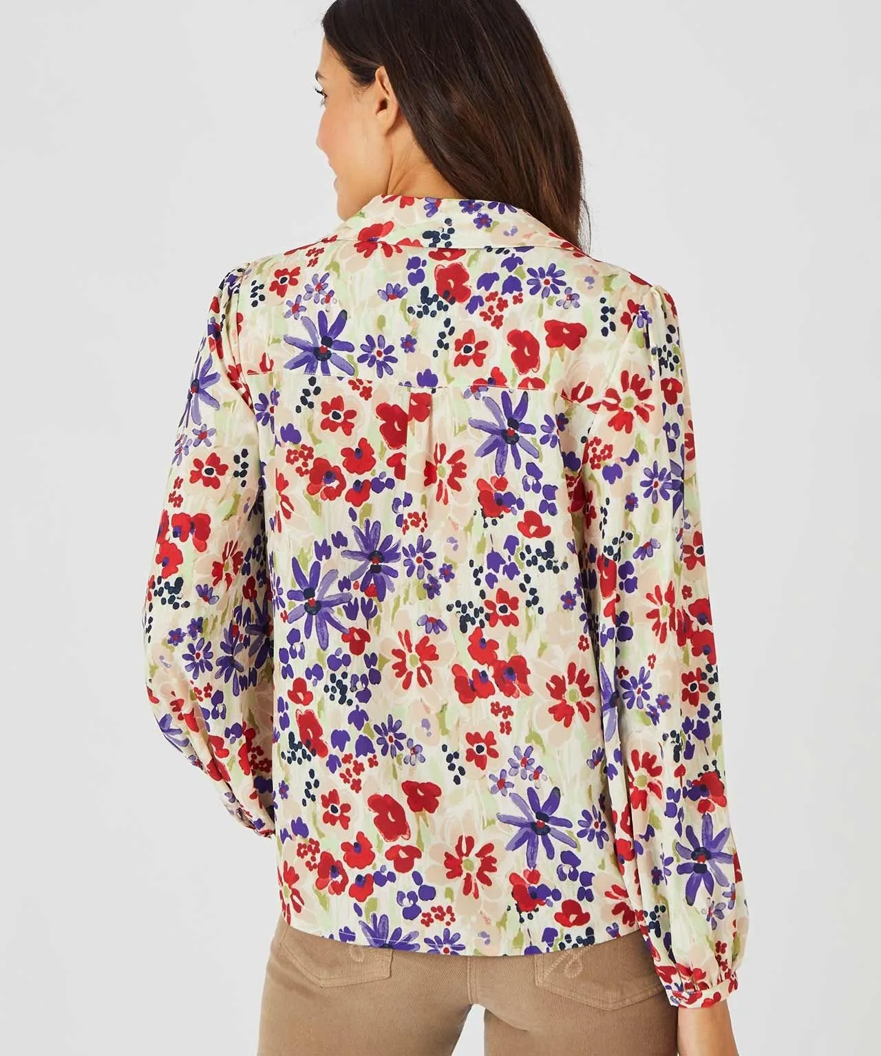 Balloon Sleeve Floral Printed Blouse