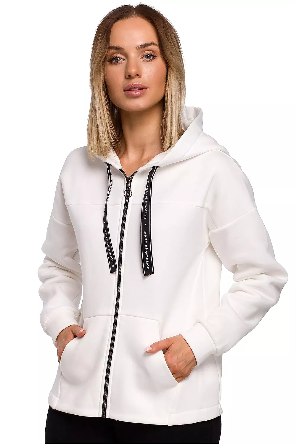 Beige Full Zip Hooded Sweatshirt