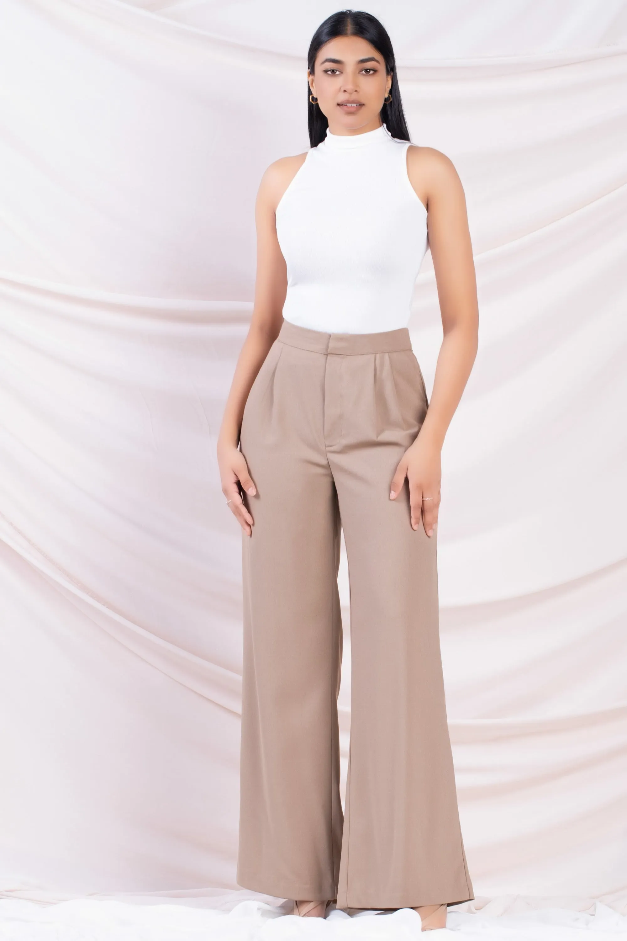 Beige Wide Leg Pant