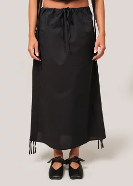 Black Pictorial Strap Skirt