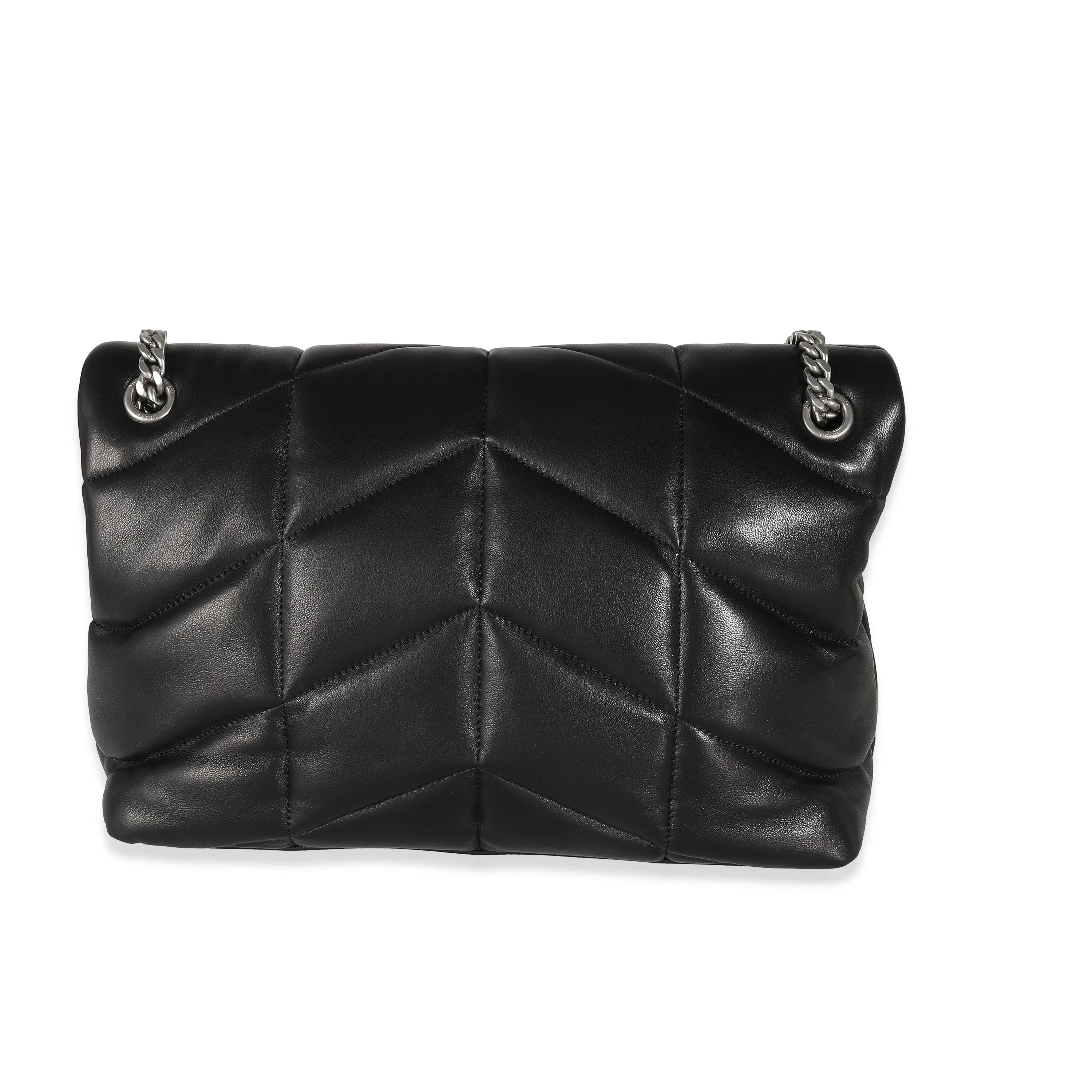 Black Quilted Lambskin Medium Loulou Puffer