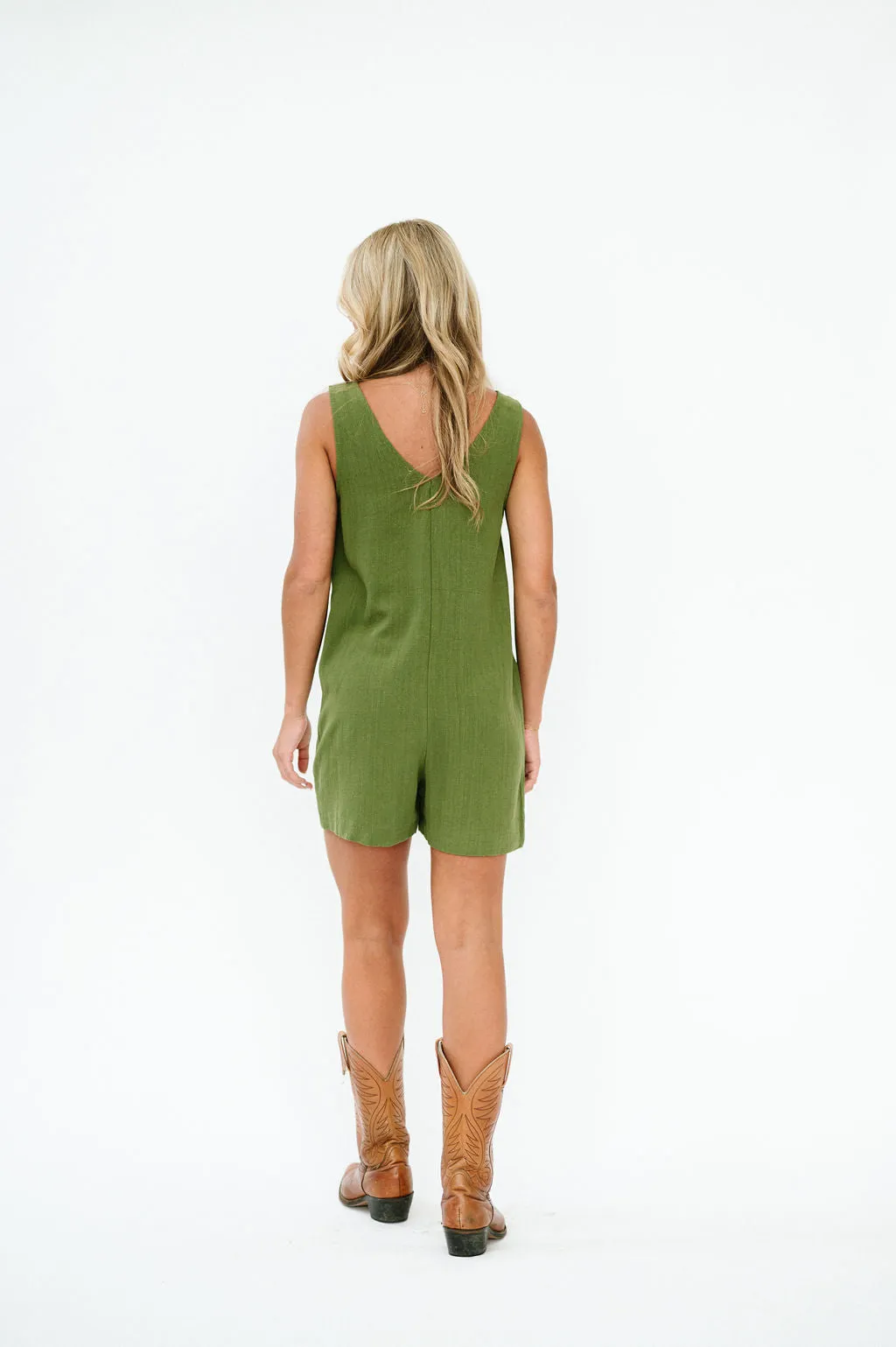 Blake Romper in Moss Green