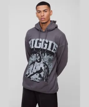 boohoo Mens Oversized Biggie License Print Hoodie