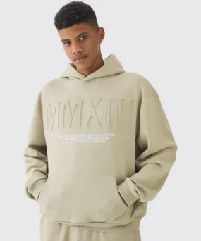 boohooMAN Mens Tall Oversized MMXIII Embossed Hoodie