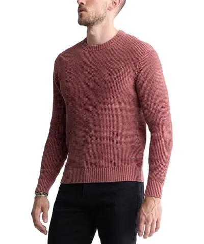 Buffalo David Bitton Men's Washy Cotton Textured Knit Crewneck Sweater