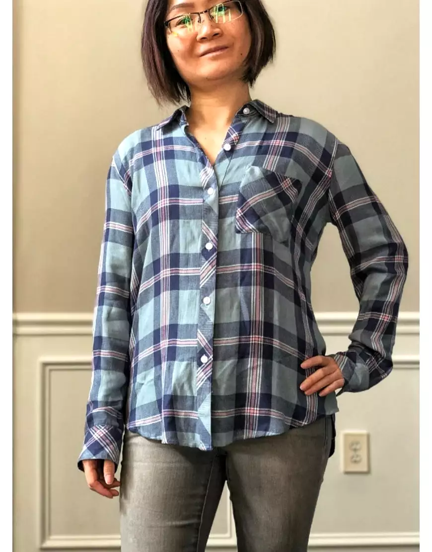 Checked Oversized Shirt in Ocean Blue