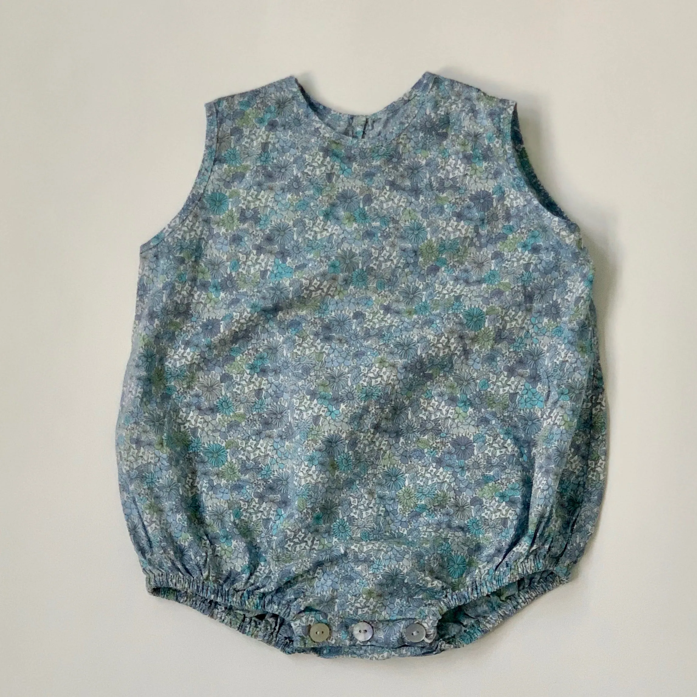 Christina Rohde Blue Liberty Print Romper: 3 Months