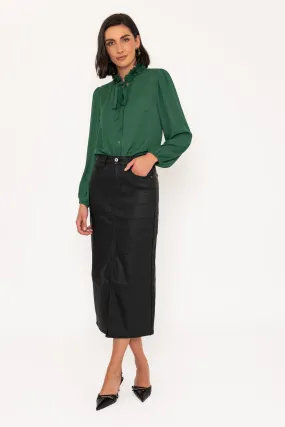 Coated Midi Skirt in Black