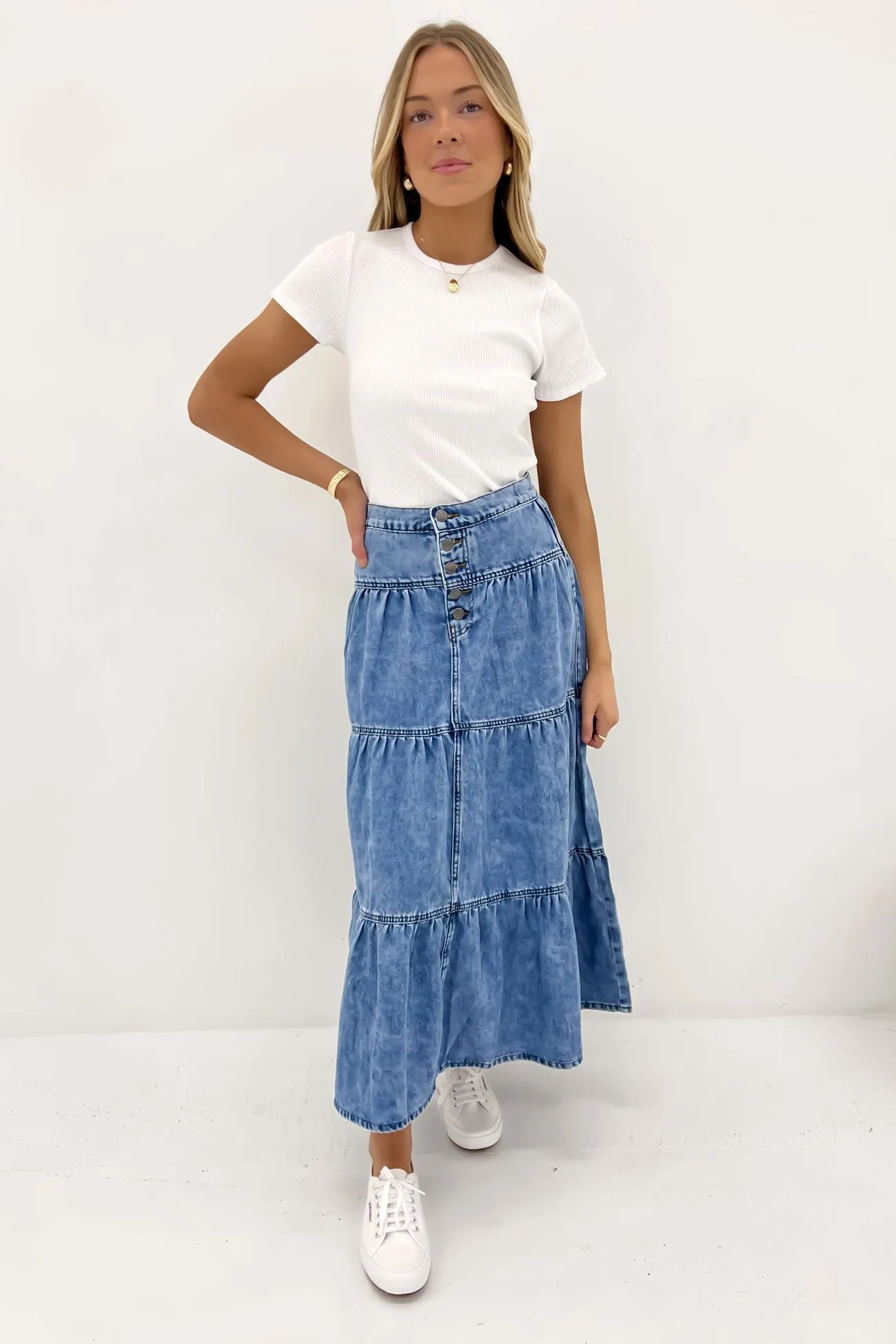 Coco Denim Maxi Skirt Light Blue