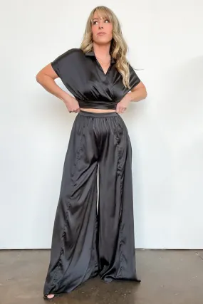 Coy Perfection Flowy Satin Wide Leg Pants - FINAL SALE