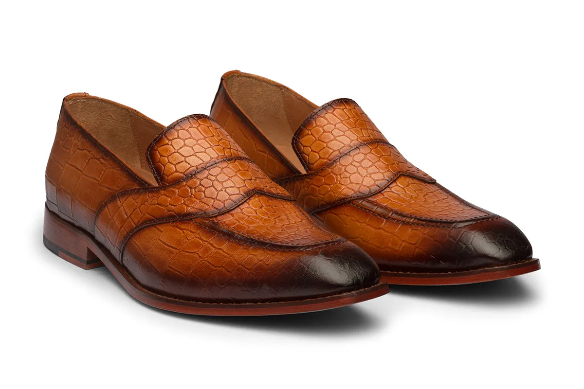 Croc Embossed with Saddle Loafer