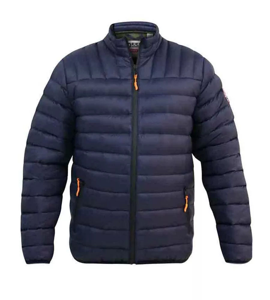 D555 Mens Navy Puffer Jacket With Sleeve Patch (LIMEHOUSE 1)