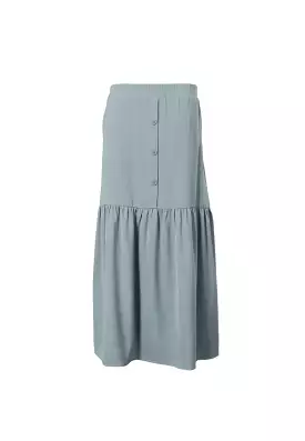 DAISY By VOIR Pocketed Front Button Peplum Maxi Skirt