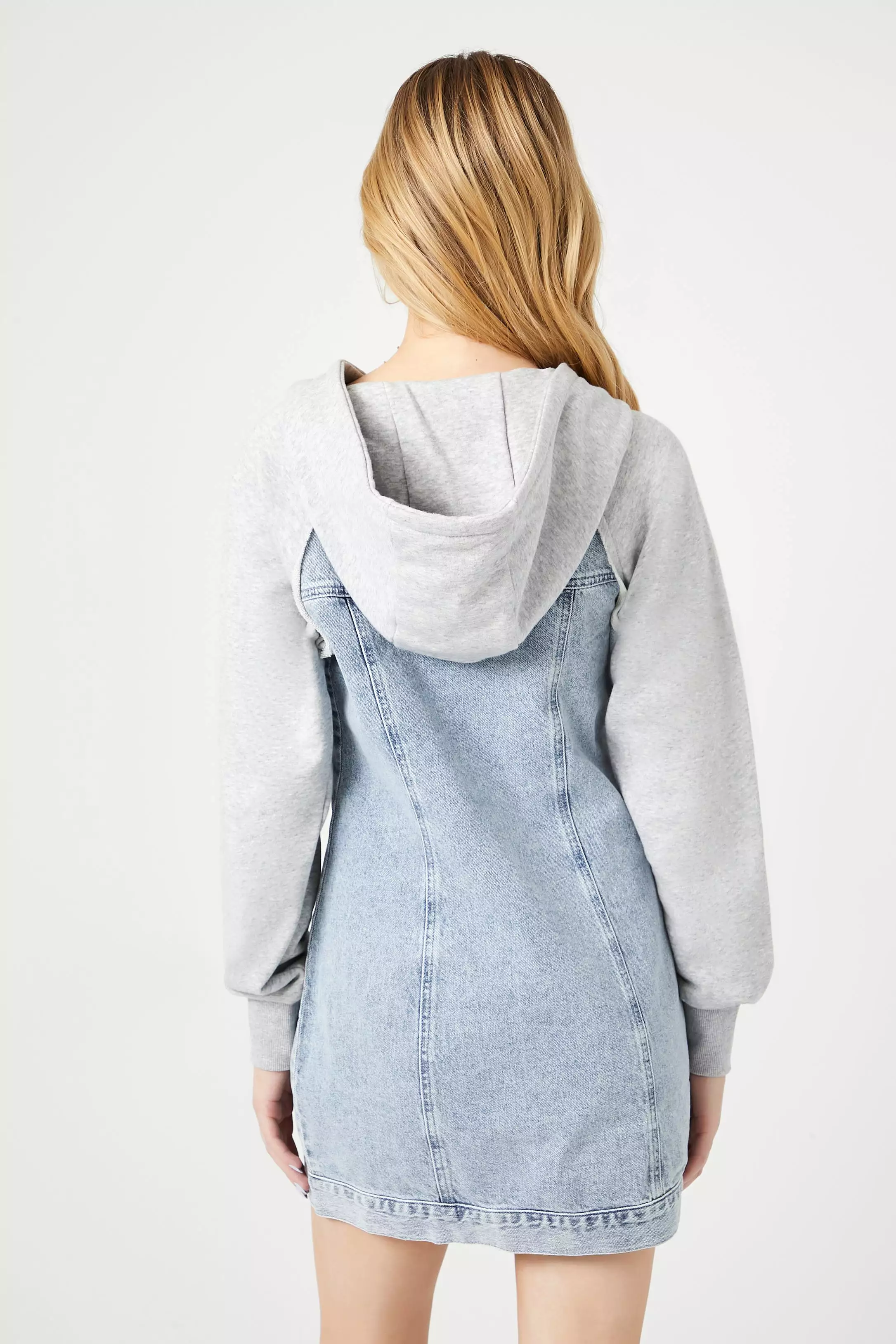 Denim Hooded Combo Mini Dress