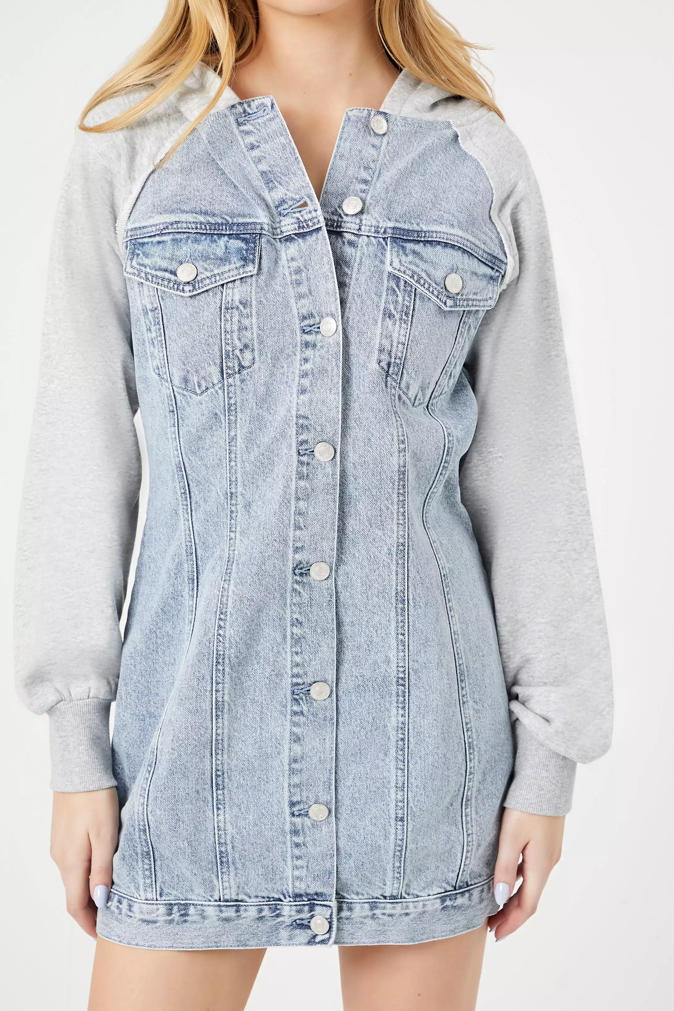 Denim Hooded Combo Mini Dress