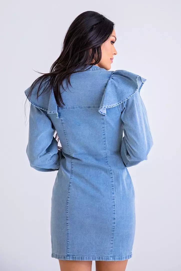 Denim Ruffle Dress