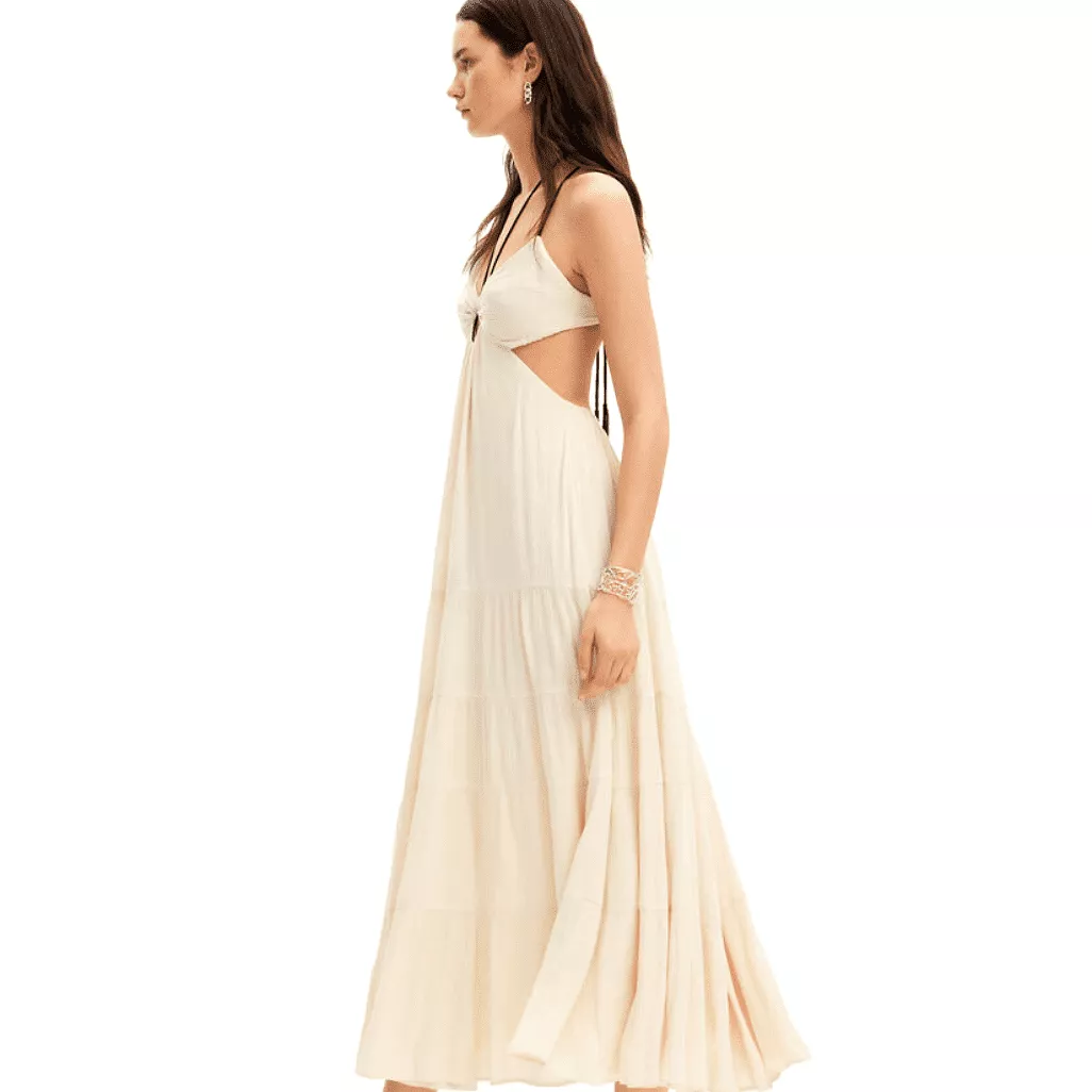 Desigual Strappy Cut-Out Dress in Ivory