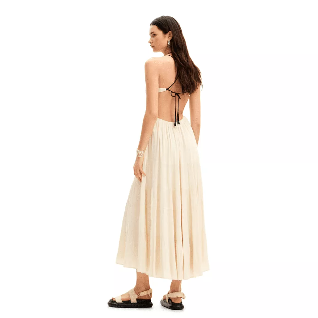 Desigual Strappy Cut-Out Dress in Ivory