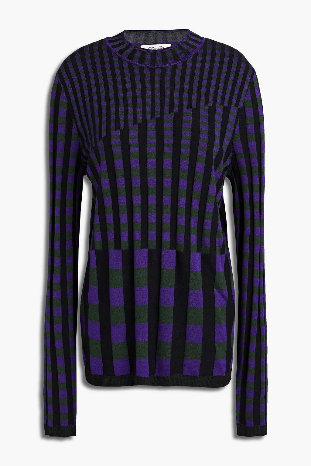 DIANE von FURSTENBERG  |Crew Neck Gingham Other Plaid Patterns Casual Style Rib