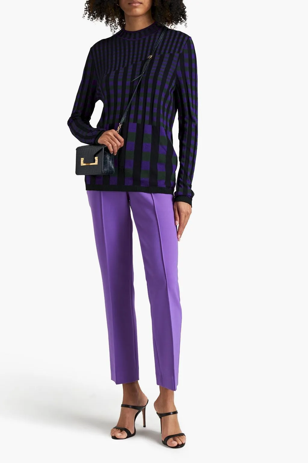 DIANE von FURSTENBERG  |Crew Neck Gingham Other Plaid Patterns Casual Style Rib