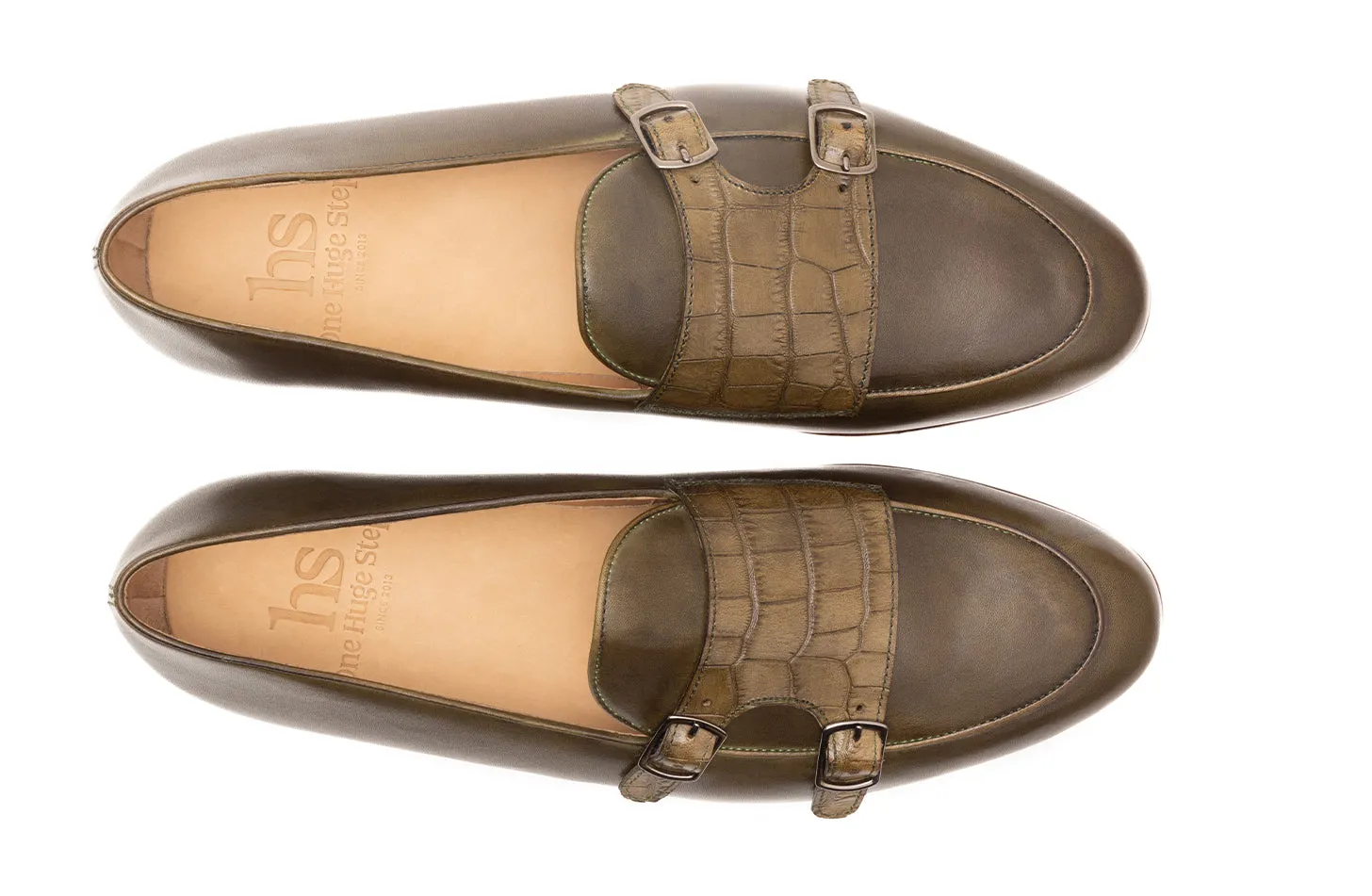 Doublemonk loafer with Croc embossed straps