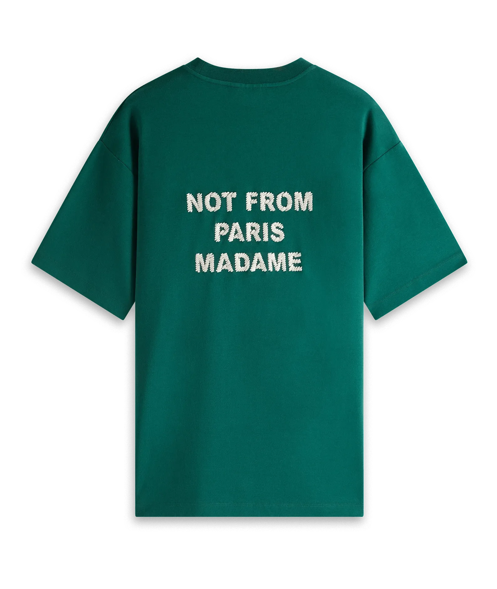 Drle de Monsieur - T Shirt vert à slogan brodé