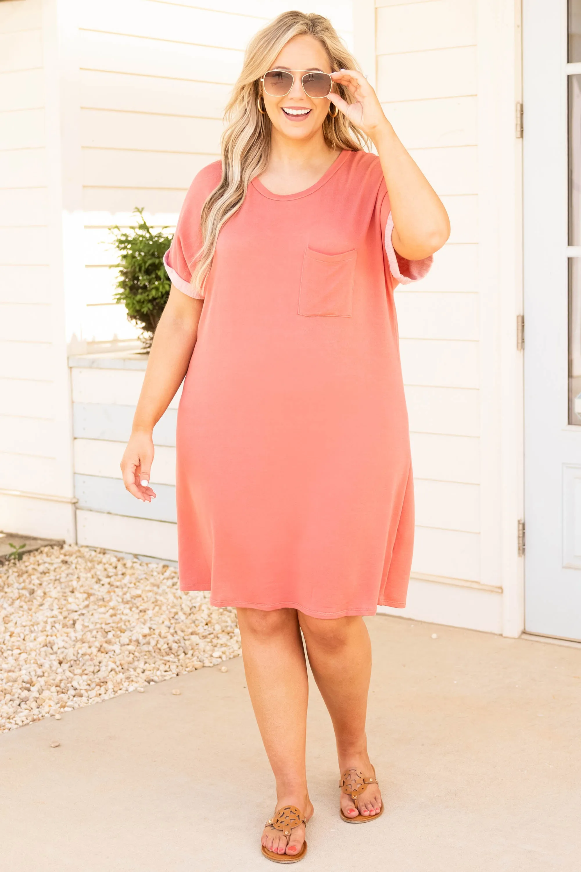 Early Weekend Dress, Coral