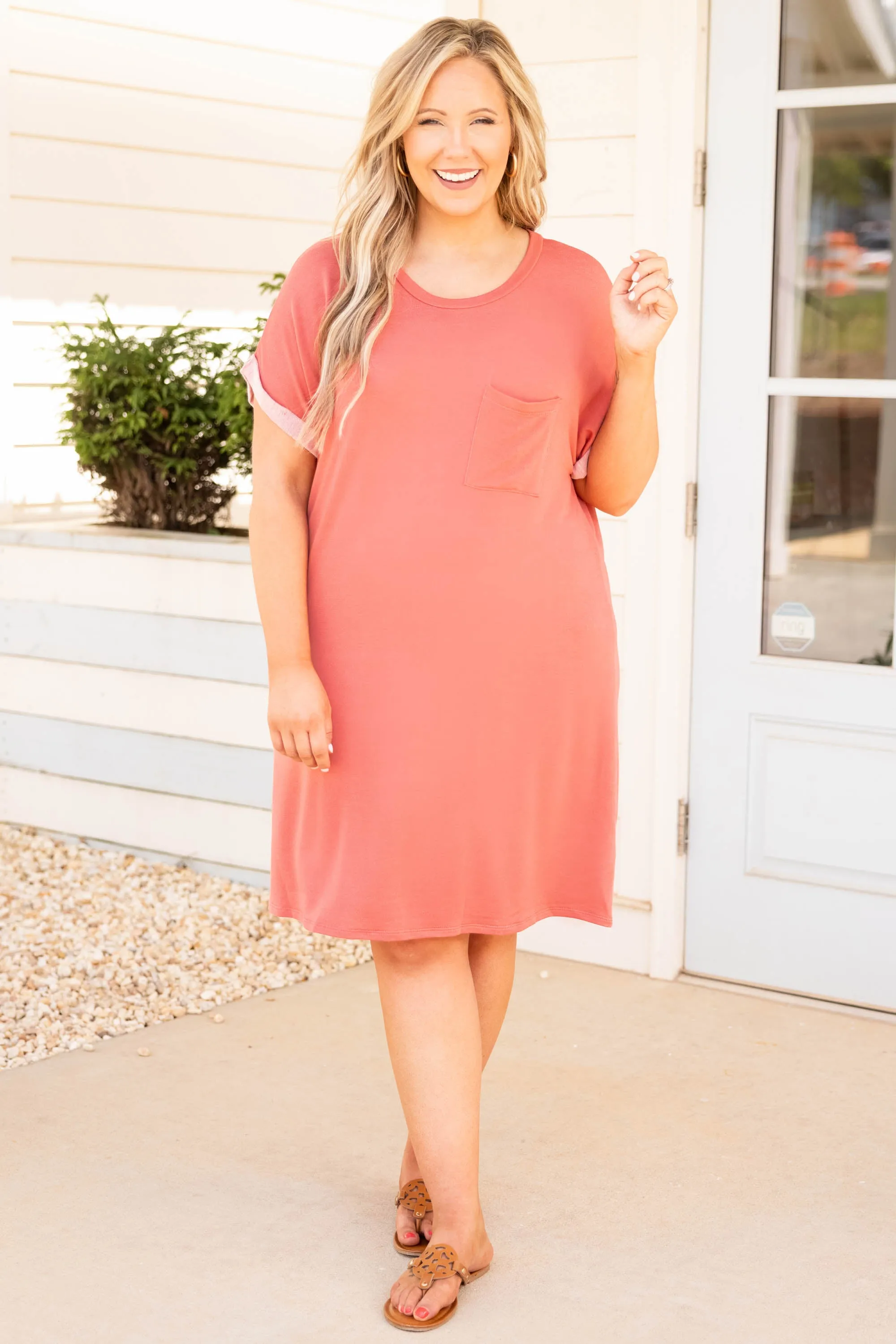 Early Weekend Dress, Coral