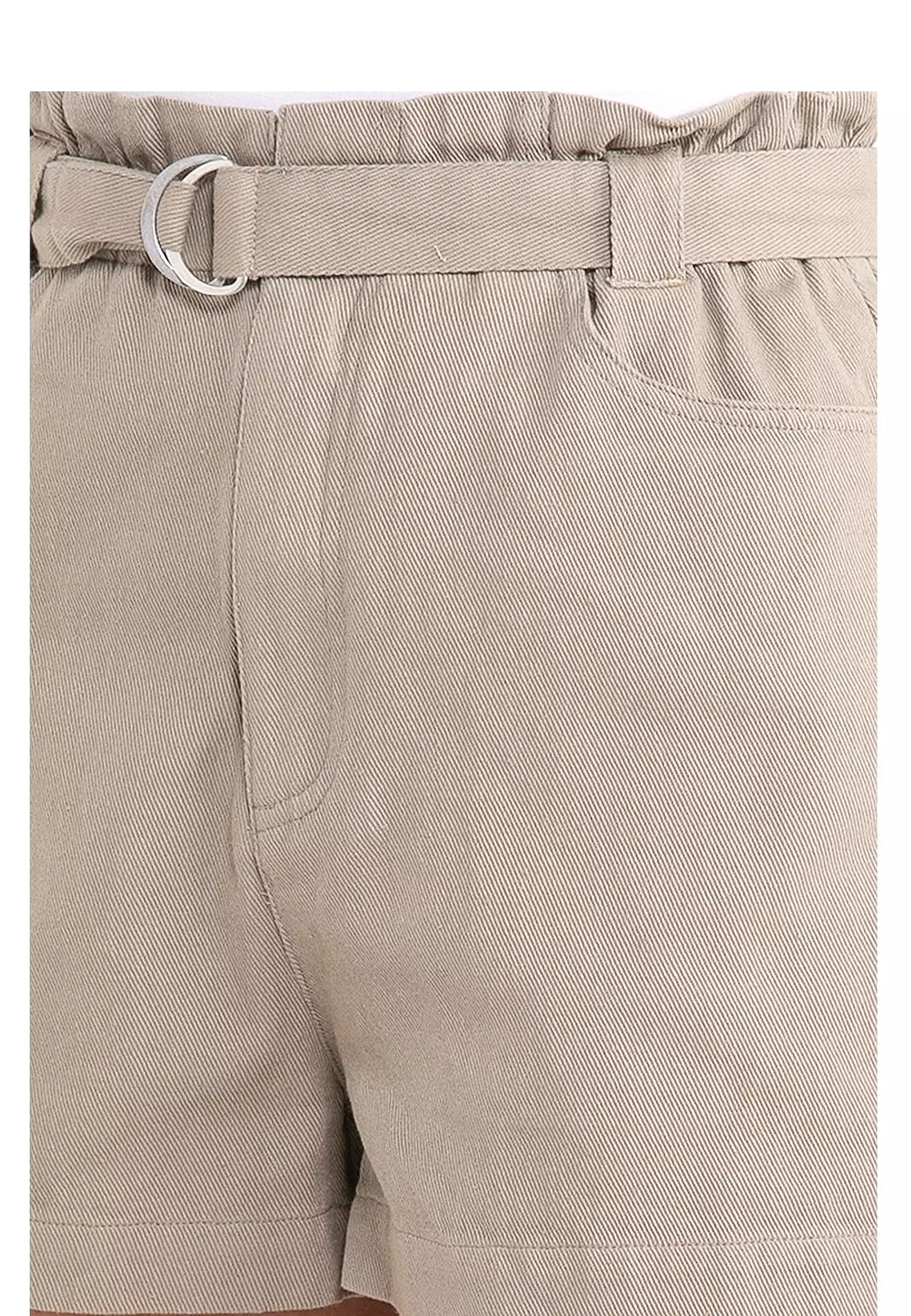 ELLE Apparel Belted Cotton Twill Tailored Shorts