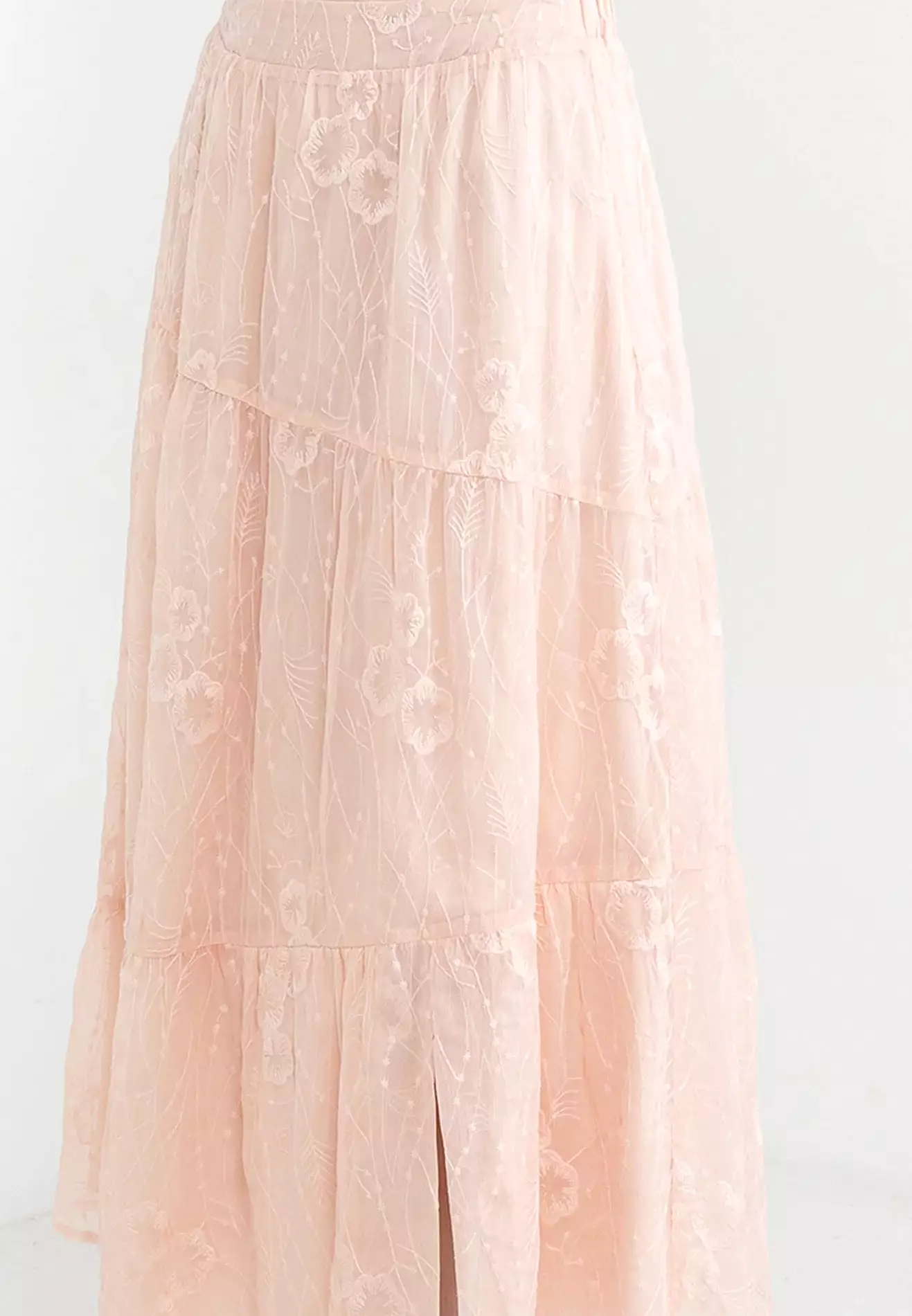 ELLE Apparel Blossom Embroidery Midi Skirt