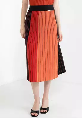 ELLE Apparel Mixed Color Tone A-Line Midi Skirt
