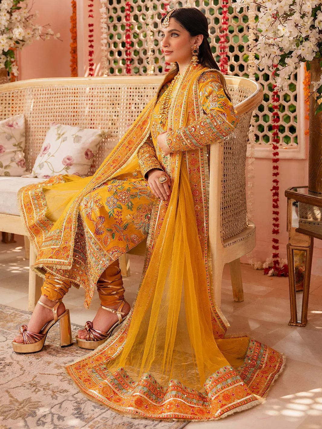 Faiza Faisal Heeriye Embroidered Raw Silk Unstitched 3Pc Suit - Sofia