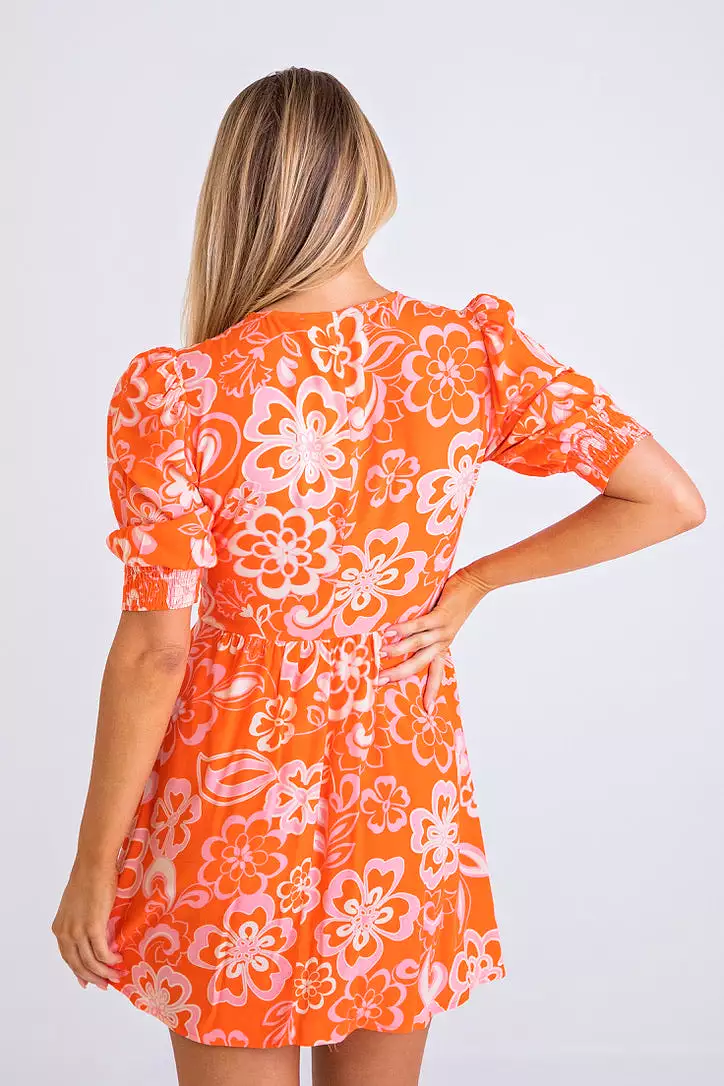 Floral 70's Button Dress