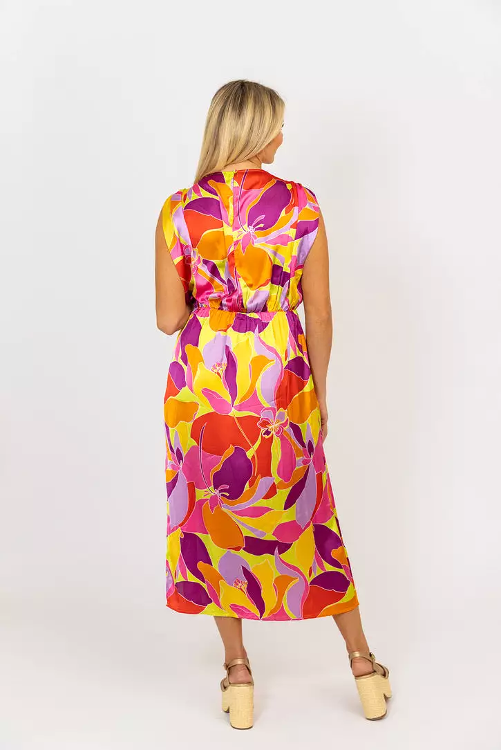 Floral Satin Maxi Dress