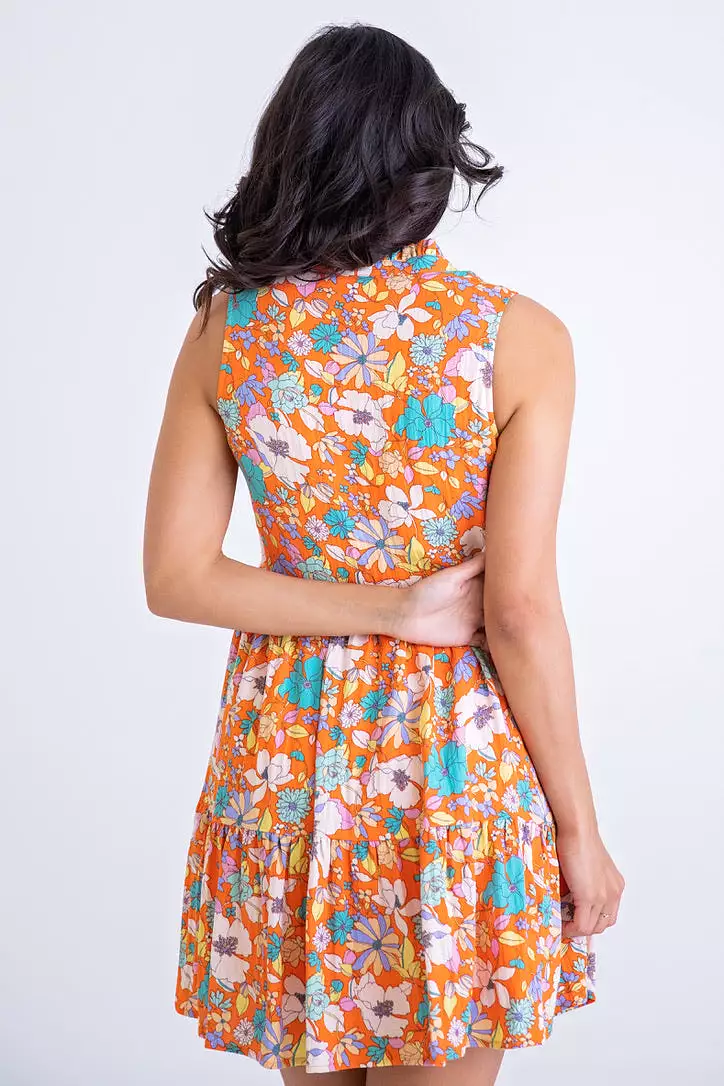 Floral Vneck Sleeveless Dress