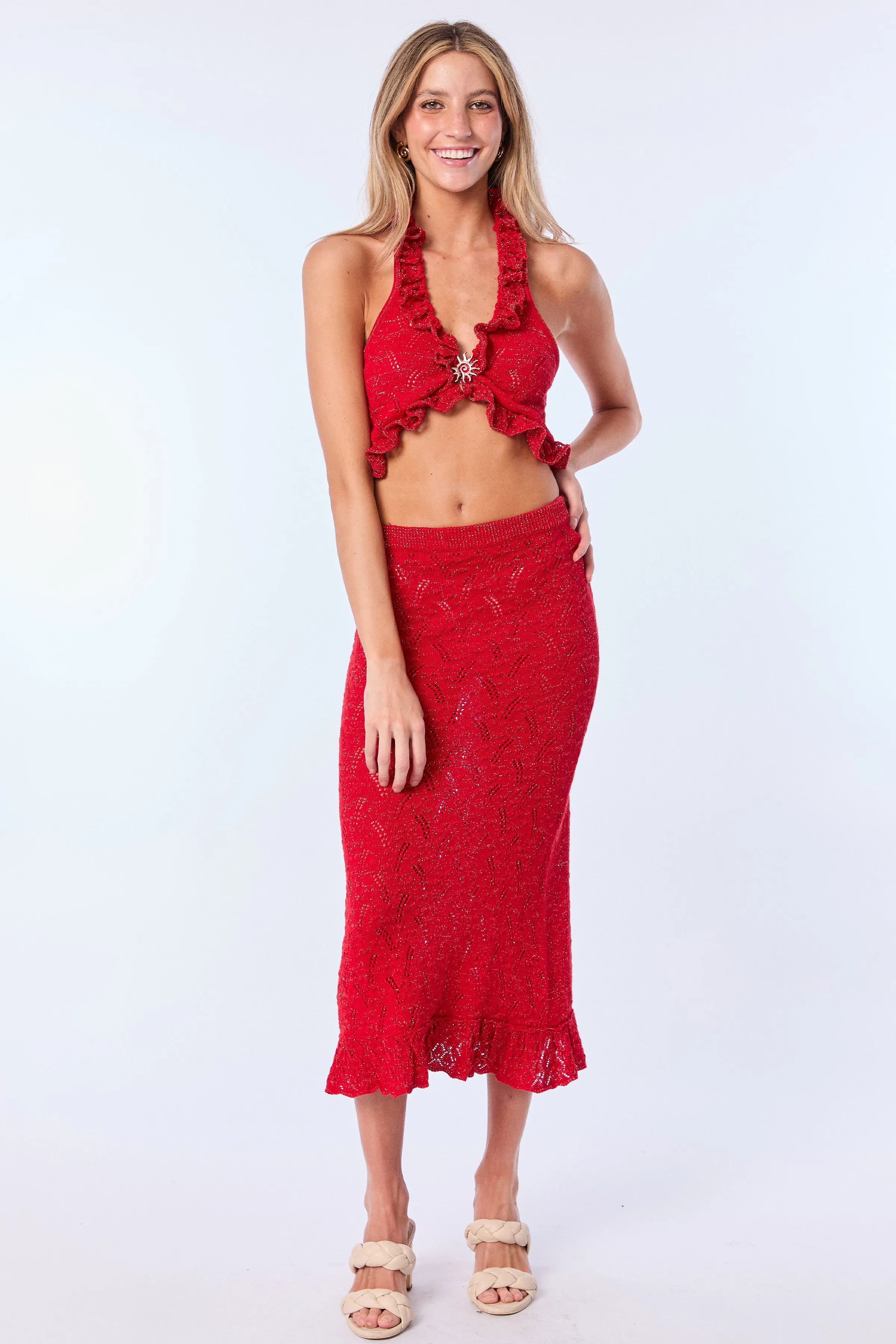 Grecia Midi Red Skirt