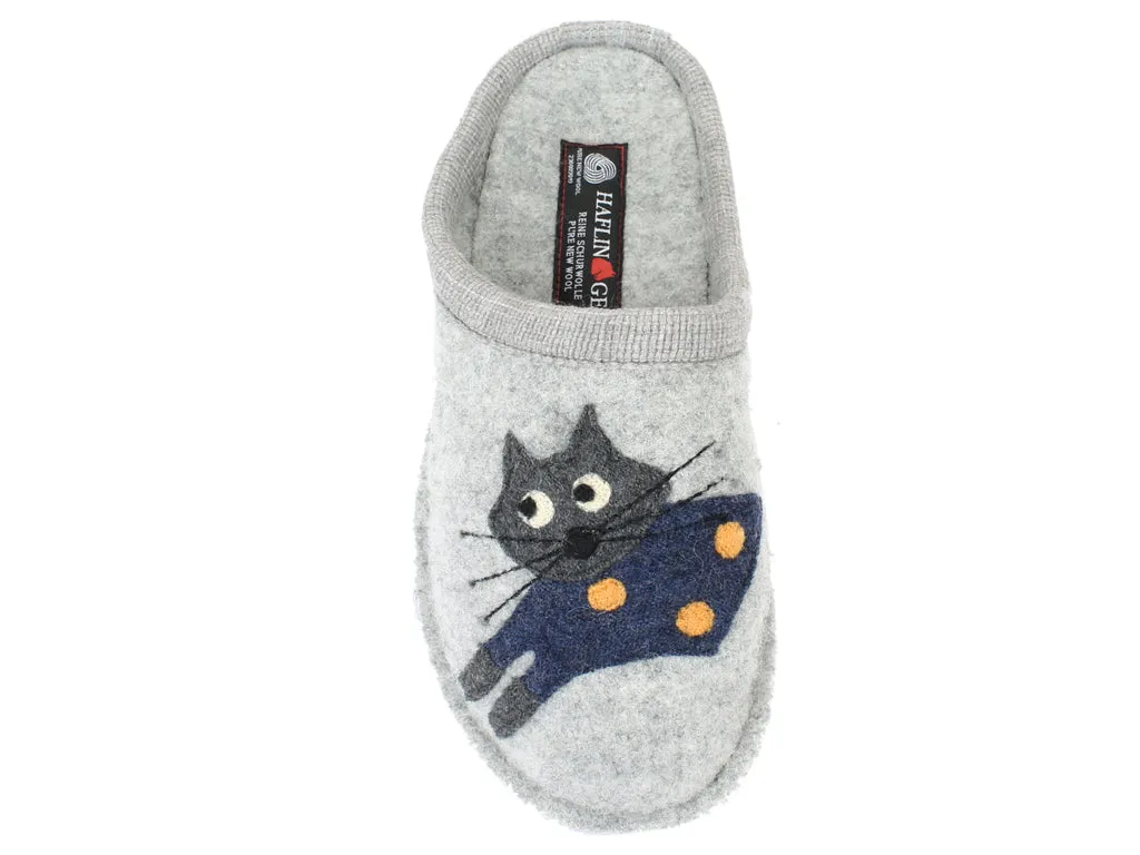 Haflinger Slippers Flair Cucho Cat Grey