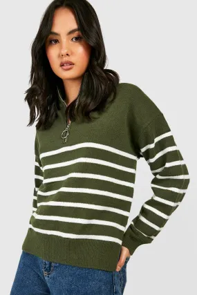 Half Zip Stripe Sweater