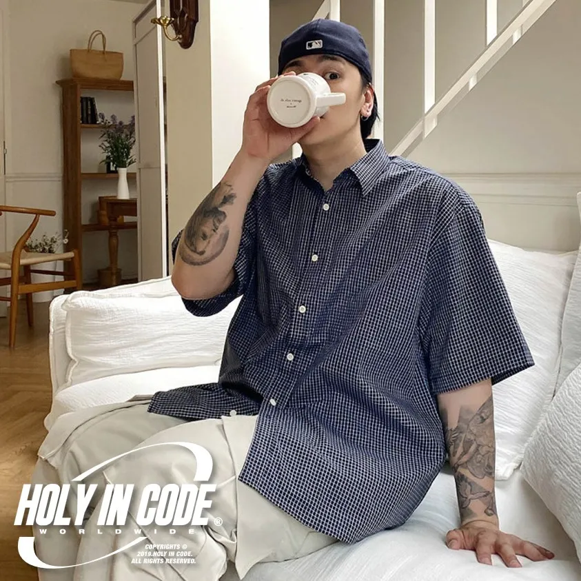 HOLY IN CODE  |Other Plaid Patterns Casual Style Unisex Street Style Cotton