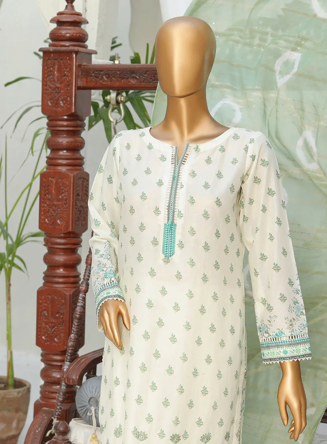 HZ Textile Embroidered Cotton Lawn Unstitched 3 Piece Suit - HZ23BD 18542