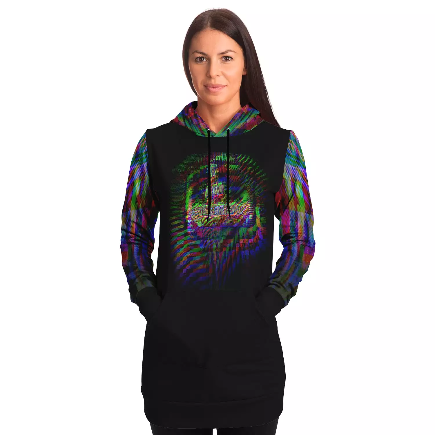 I AM HEBREW 01-01 Ladies Designer Fashion Longline Hoodie