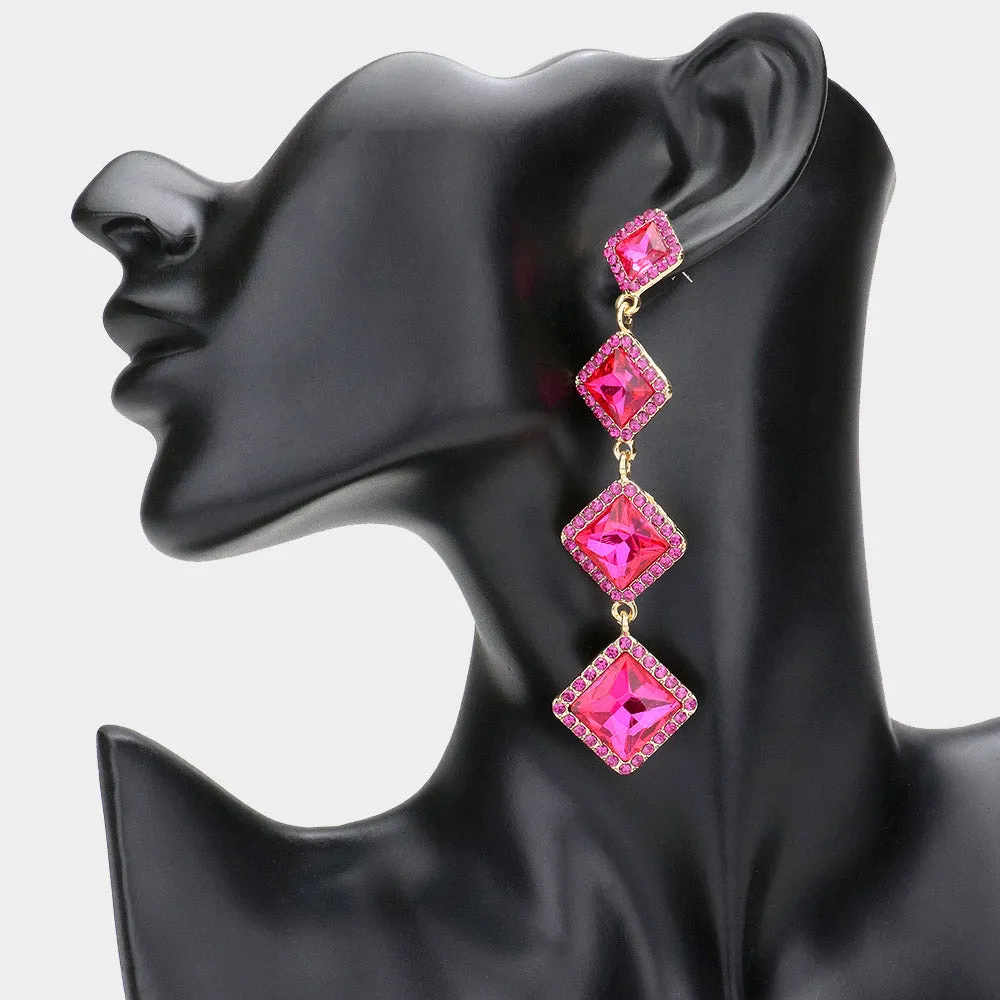 iLLASPARKZ Diamond Stone Cluster Dropdown Evening Earrings