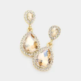 iLLASPARKZ Double Teardrop Stone Evening Earrings